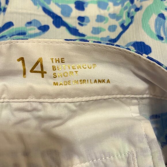 Lilly Pulitzer The Buttercup Shorts Scallop Hem Size 14 Blue & Green Seashell Pr - Picture 3 of 4
